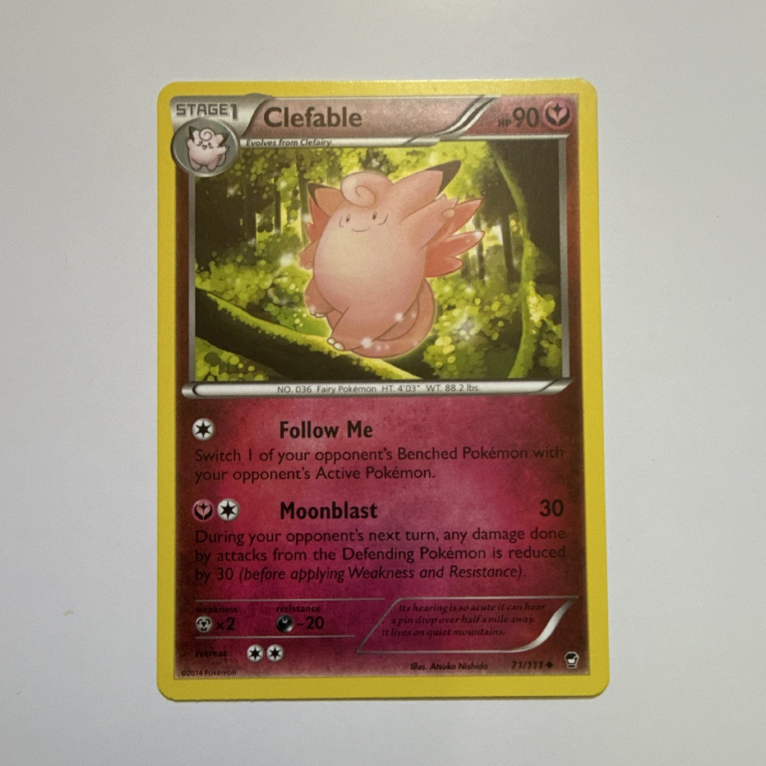 Pokémon Clefable 71/111 XY Furious Fists Stage 1 HP90 Uncommon Regular English