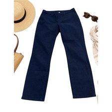 Uniqlo Womens M Dark Indigo Cropped Stretch Denim Pants Slim Straight Leg 28-29