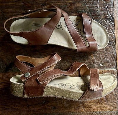 Joseph Seibel Tonga 25 Sandals Camel Leather Comfort 42/ 11 US Strappy Cork Sole