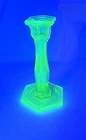 Vtg Fenton Vaseline Uranium Glass 7 Inches High Candle Stick Holder
