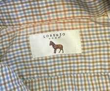 Lorenzo Uomo dress shirt 15.5-32/33 blue brown check Classic business EUC