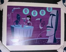 SHAG PRINT Silkscreen Serigraph Signed 2003 Art 75/149 Tiki Bird Alcohol K A V A