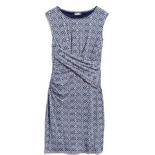 Kut From The Kloth Size 14 Dark Blue White Knit Dress Ruched Accents Sleeveless