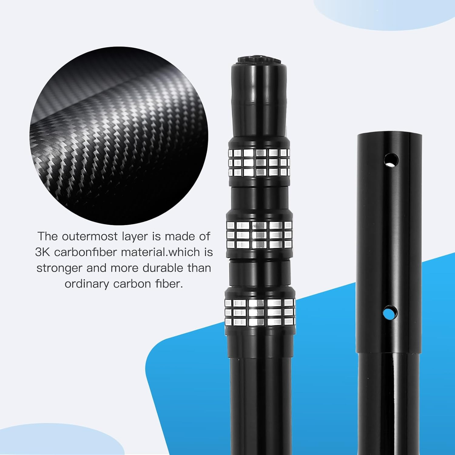 Swimming Pool Pole Carbon Fiber，Pool Skimmer Pole Telescopic Swimming，Pool Clean