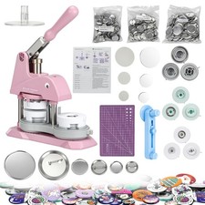 Button Maker Machine Pin Badge Maker 1"/1.25"/2.25" 3-in-1 300 Button Parts Pink