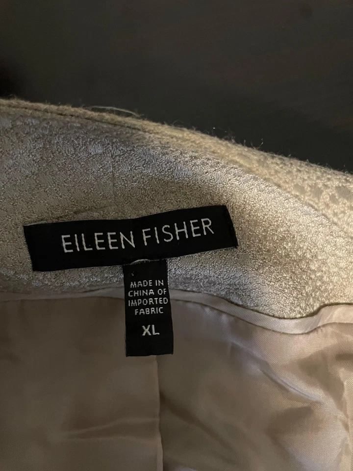 Eileen Fisher Jacket Womens XL Gold Silk Open Front Metallic Lined Collarless - Image 3 of 4