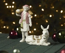 Lenox First Blessing Donkey Boy 2 Pc Set 2 Figurines 24k Gold New in Box