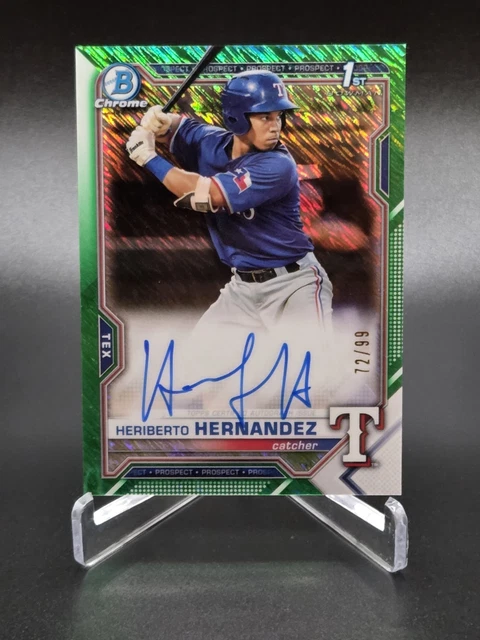 2021 1st Bowman Chrome GREEN SHIMMER AUTO Heriberto Hernandez 72/99 Short Print