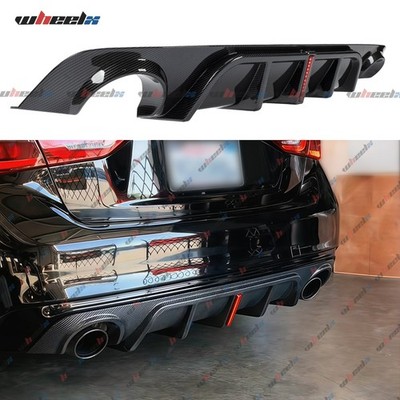 FOR 2018-24 INFINITI Q50 CARBON FIBER REAR BUMPER DIFFUSER W/ V2 LED BRAKE LIGHT