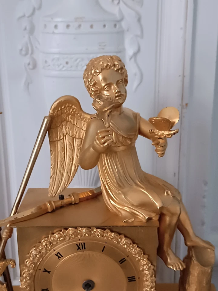 Superbe pendule en bronze doré amour jardinier - Photo 2/4