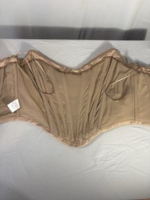 Nude Color Corset/Bustier sz S Delicate Sheer Overlay Zip Back Stretch Wedding