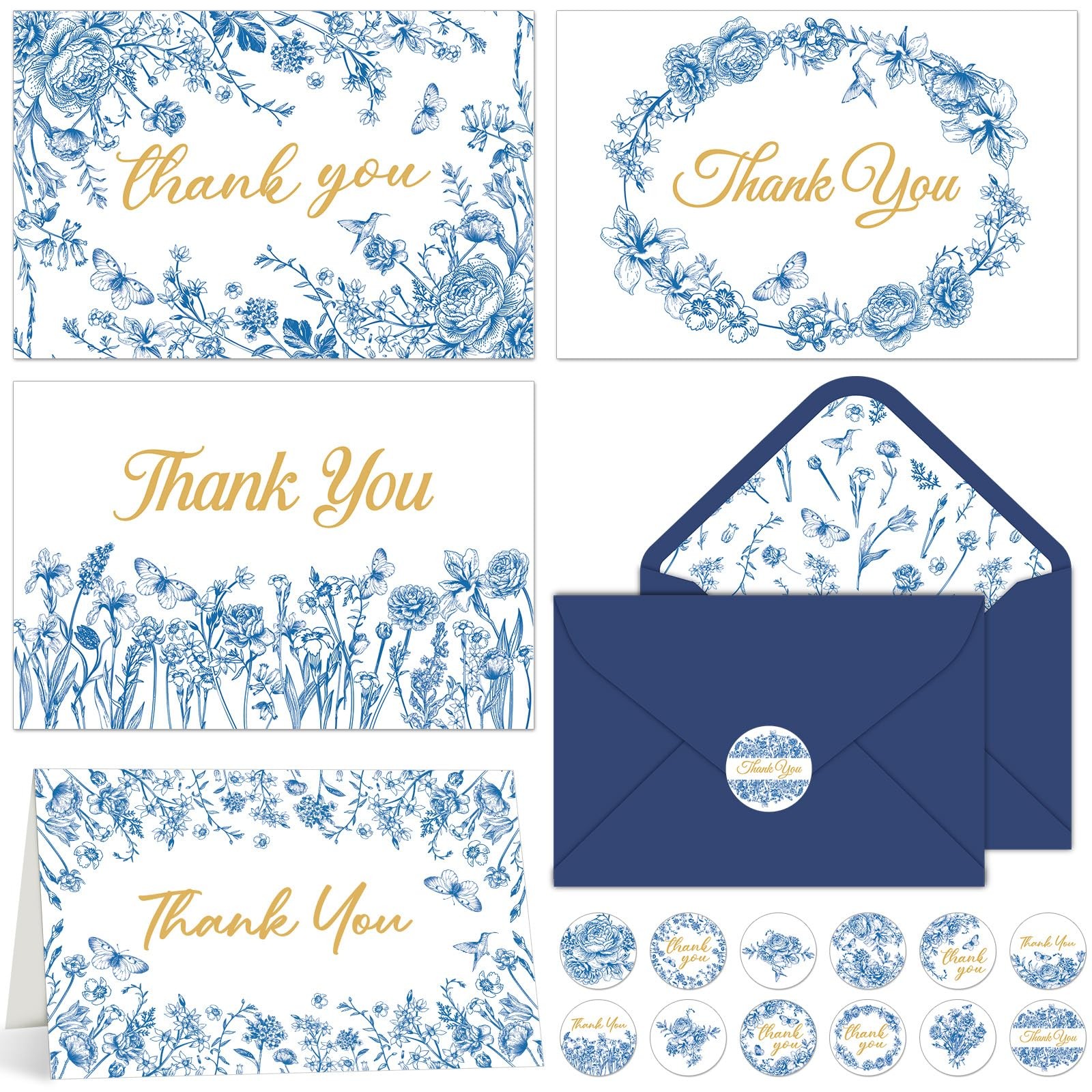 52 Pack Blue 6 x 4 inches (closed), 8 x 6 (opened), and white