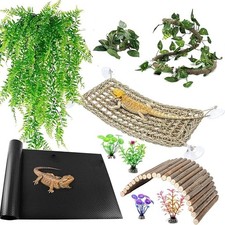 TankMatDecor Bearded Dragon Tank Accessories, Reptile 10 Pcs With Mat