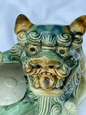 Vintage Foo Dog ceramic ashtray Midcentury Chinese gaurd lion.