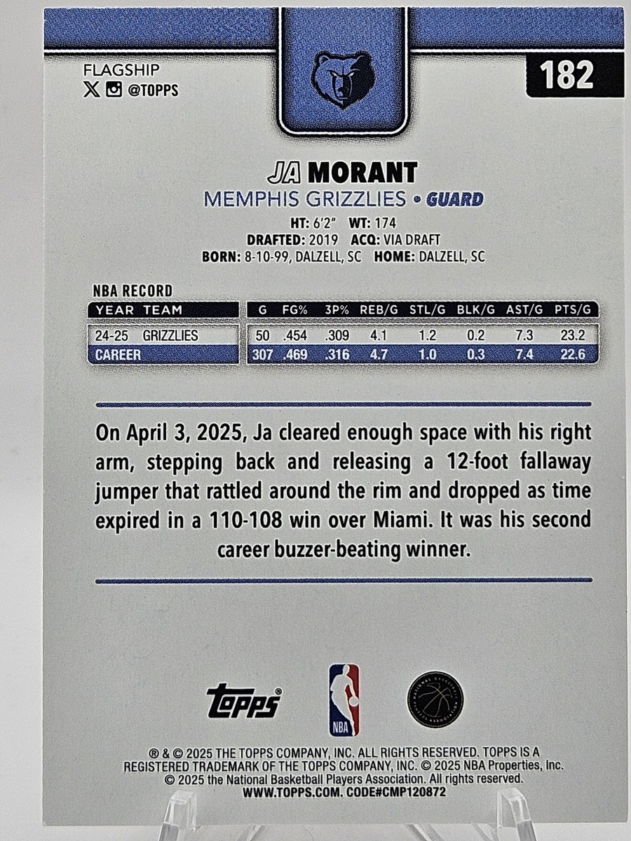 2025-26 Topps NBA Flagship Ja Morant #182 Gold /2025 | eBay