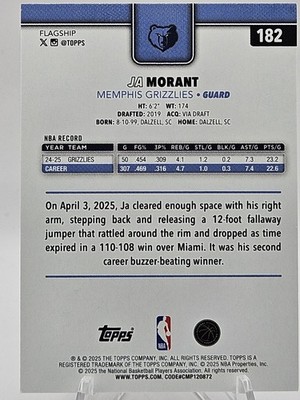 2025-26 Topps NBA Flagship Ja Morant #182 Gold /2025 | eBay