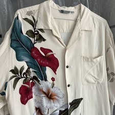 Iolani S/S Vintage Hawaiian Shirt Size XXL Cream Floral Print Right Side