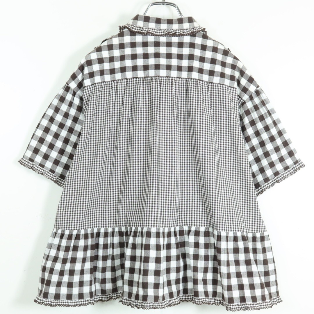 Pink HouseGingham Patchwork Tiered Ruffle Blouse … - image 7