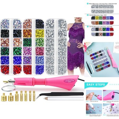 Hotfix Rhinestones Applicator Kit Bedazzler Tool 5600 Crystal Gems Clothes Cr...