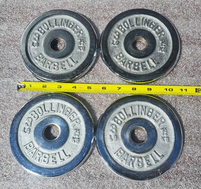 Bollinger Barbell Threaded Dumbell Weights Set of 4 Plates 3lb 1.4kg Each Chrome