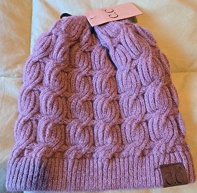 C C Beanie Women's Purple Chunky Knit NWT