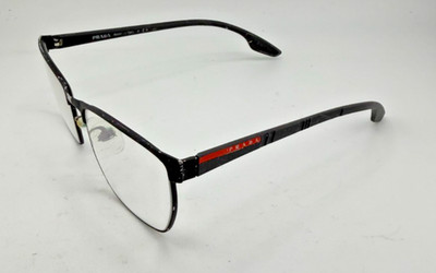 PRADA EYEGLASSES FRAMES ONLY S50L BLACK / RED FULL RIM 55-19-145