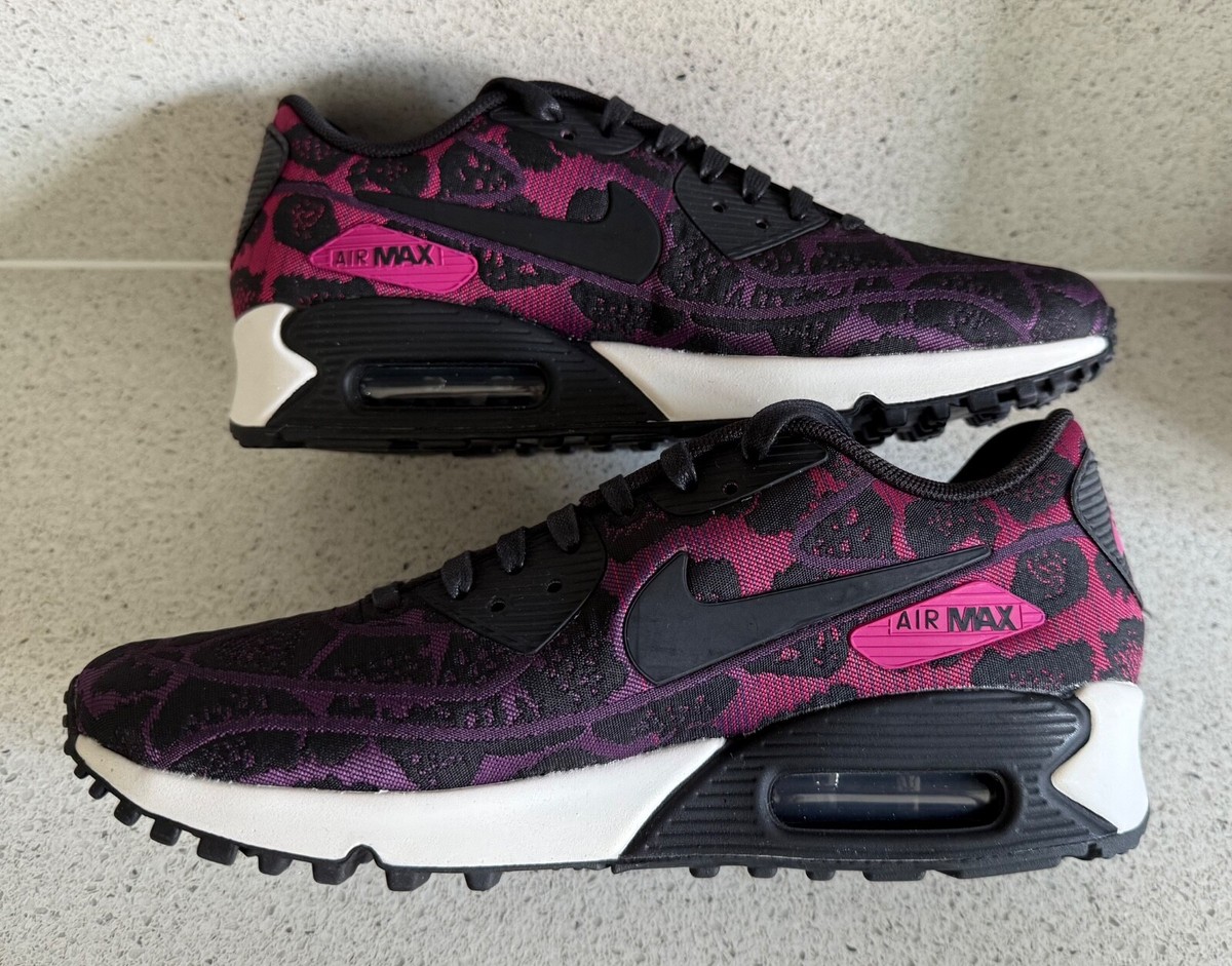 NIKE AIR MAX 90 LADIES TRAINERS Pink, Mulberry, Black Jacquard