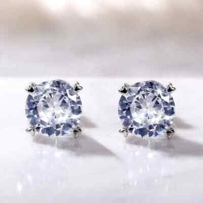 2CT Solitaire Lab Created Diamond Push Back Stud Earrings 14K White Gold FN