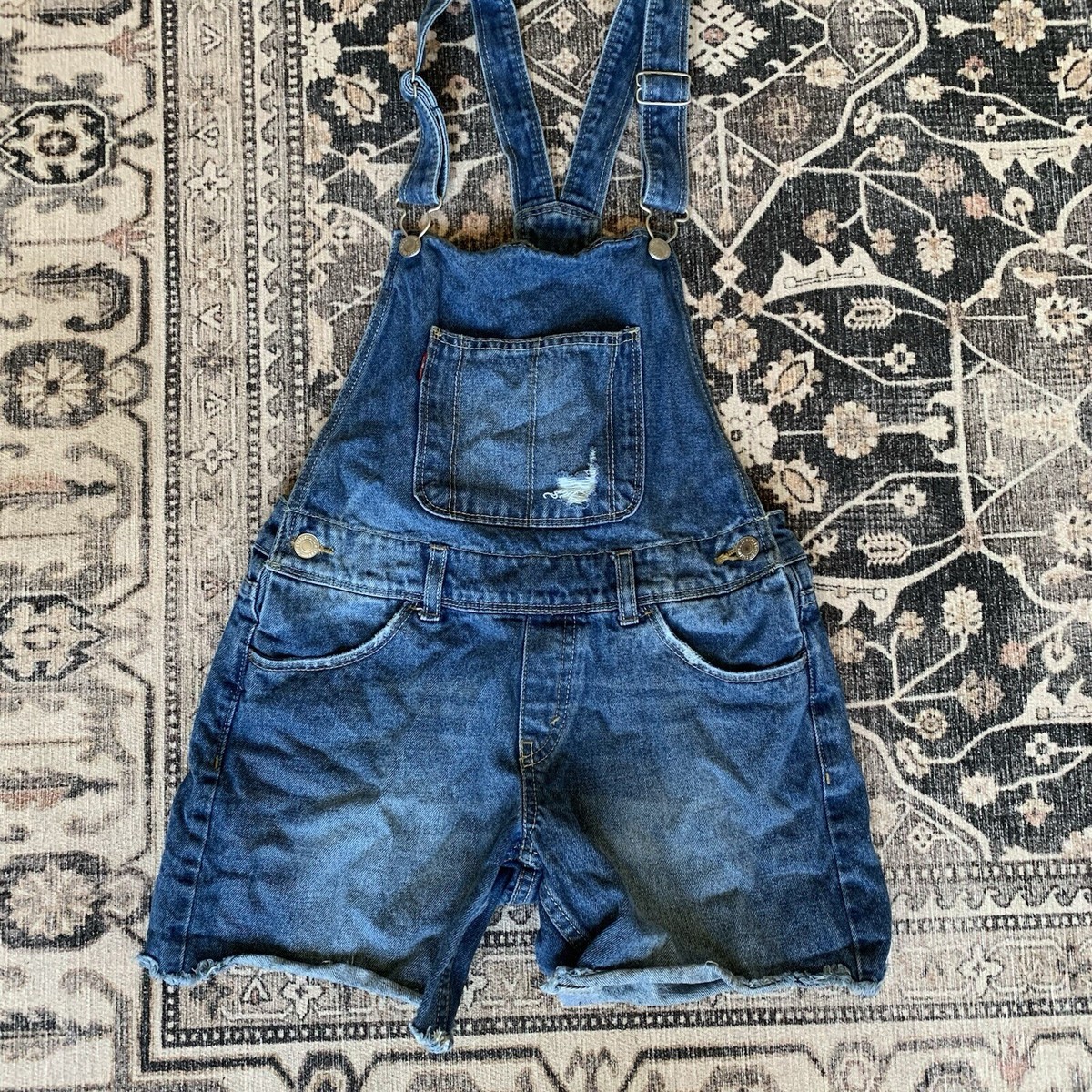 Levis Girls Shortall Denim Short Overalls Reg Size 14
