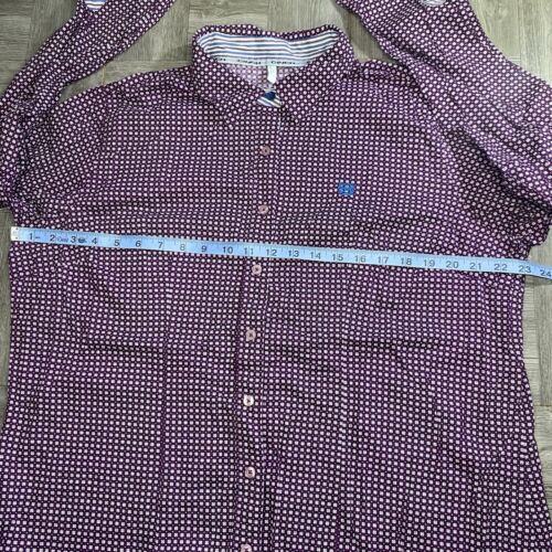 Cinch Herren Hemd mit Knöpfen Print Langarm weinrot geometrisch 100% Baumwolle - XXL - Bild 2 von 10