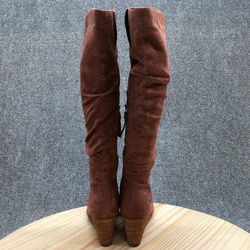 Dr Scholls Boots Womens 8.5 M Wide Calf Central Tall Pull On Wedge Boot Brown - 第 9/17 張圖片