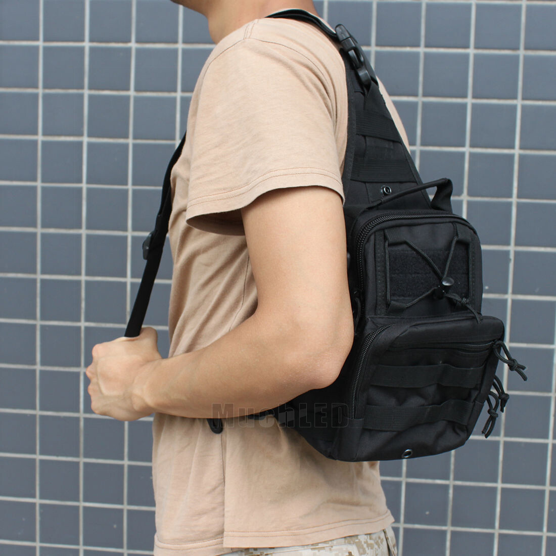 Men's Tactical Sling Bag - MOLLE Chest Pack, Waterproof, For Hiking, Travel, EDC