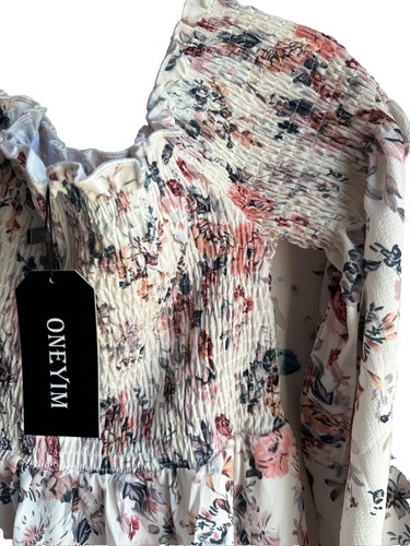 Women's Dress Summer Floral Medium Sleeve Off Shoulder Casual Dresses Sz M - Picture 4 of 7