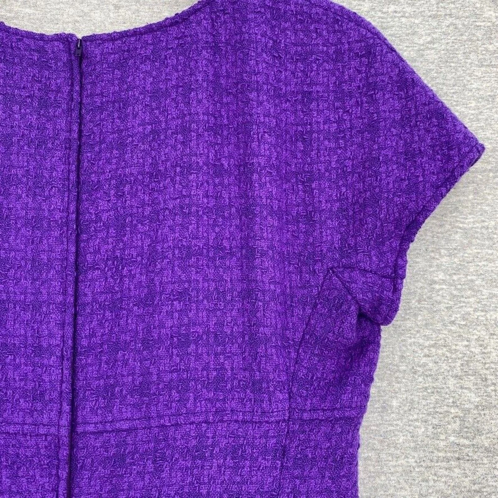 Abito Valentino Vintage Donna 6 Viola Miss V Lana Boucle Italia Foderato