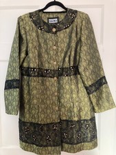 Indigo Moon Brocade & Lace Coat/dress Green & Black Size M Bnwt