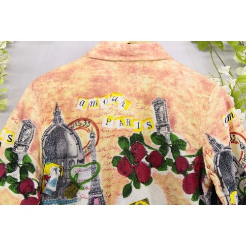 French Postcards Women's Art-to-Wear Paris Terry Travel Collared Jacket Sz S - Picture 4 of 11