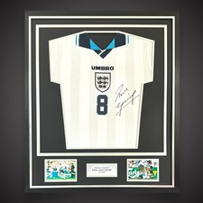 Paul Gascoigne Hand Signed And Deluxe Framed England Football Shirt COA &pound;349