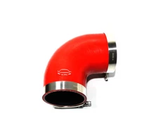 4-Ply Reinforced 4" ID 90 Degree Elbow  Silicone Hose Coupler + T Bolt Clamp RED