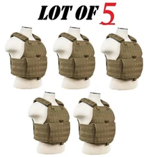Lot of 5 Heavy Duty Executive Tactical Plate Carrier MOLLE M-2XL Adjustable Tan