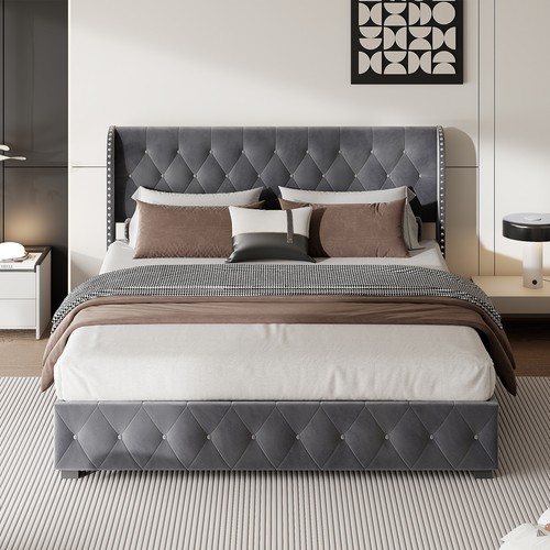 Polsterbett 180x200 cm Stauraumbett Doppelbett mit Bettkasten und Lattenrost - Bild 11 von 12