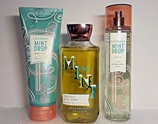 BBW Coconut Mint Drop Cream Shower Gel & Fragrance Mist Original SET 3pc Rare