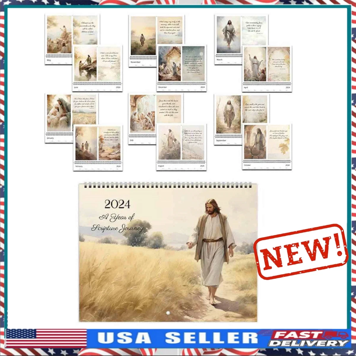 Jesus Christ 2024 Wall Calendar - Christian Faith Jesus Monthly Wall  Calendar | eBay