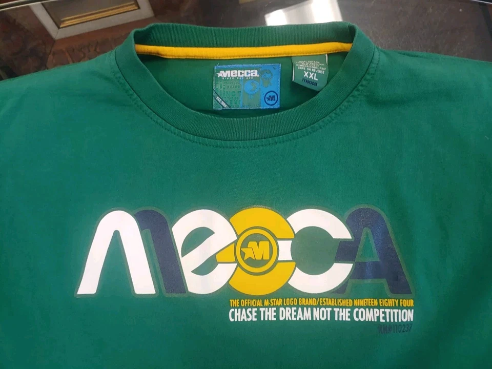 Camiseta De Colección La Meca EE. UU. 84 XXL Verde Perseguir El Sueño Logo Levantado Hip Hop OG Foto 3 de 4