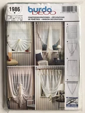UNCUT Burda 1986 1607 Window Decorations Shades Blinds Curtains Sheers Pattern