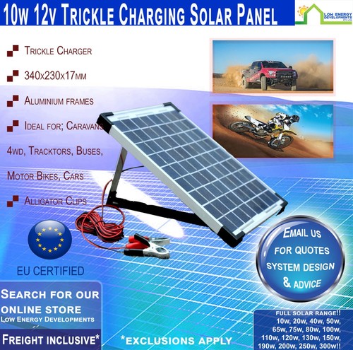 10W 12V Trickle Charger Solar Panel &2amp Regulator-USB-Freight Included