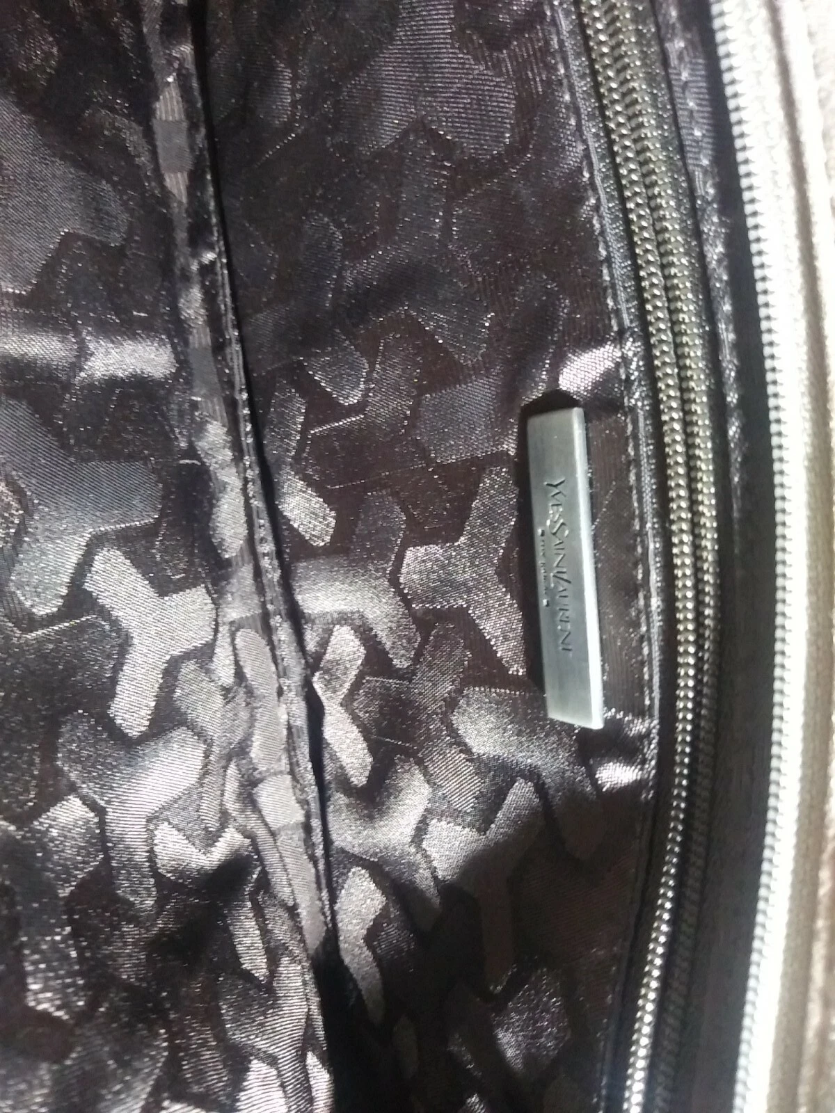 SAINT LAURENT (YSL) Rara pochette Rive Gauche autentica YSL pelle scamosciata (abbronzata) (borsa con cerniera)