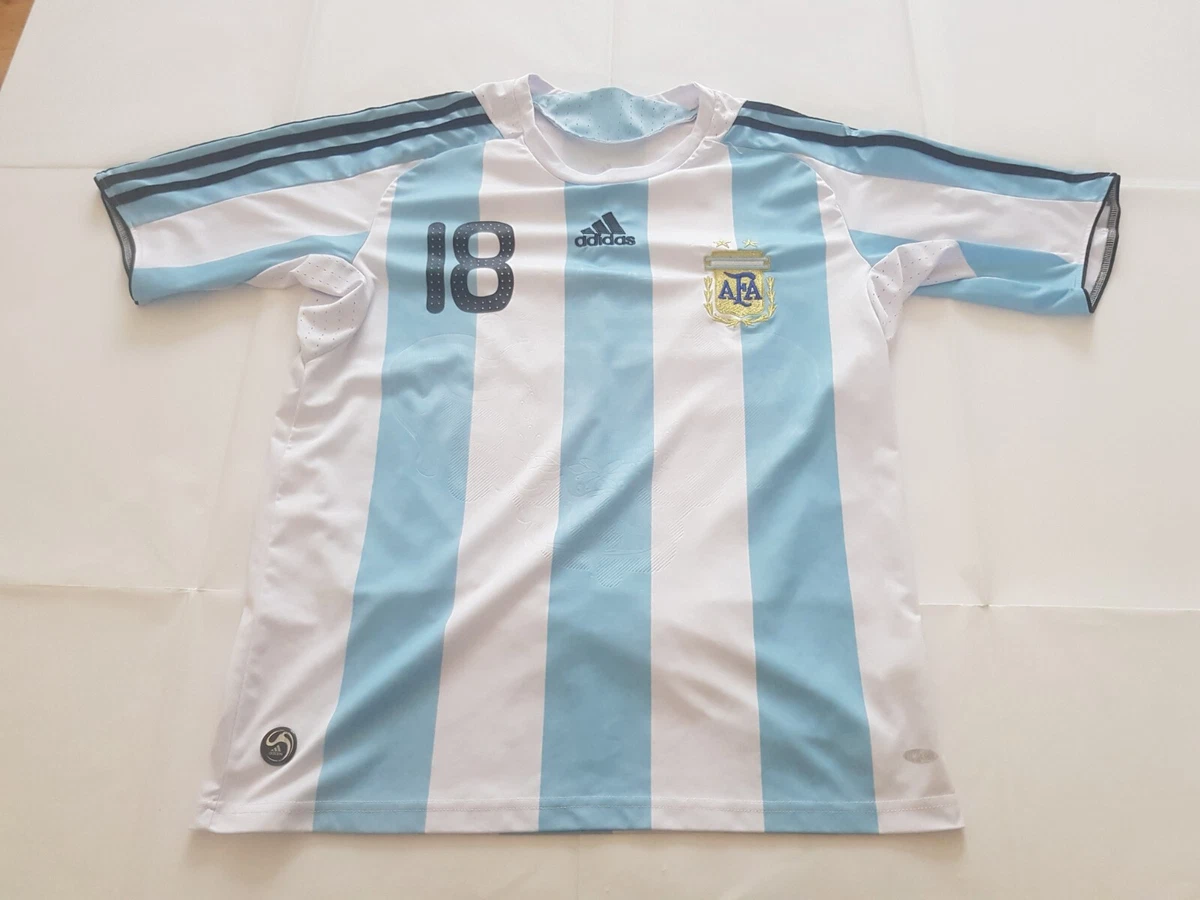 VINTAGE RETRO maillot Jersey ARGENTINE Official ADIDAS N°18 Messi Lionel