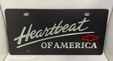 Chevrolet Heartbeat of America carbon black steel vanity license plate tag