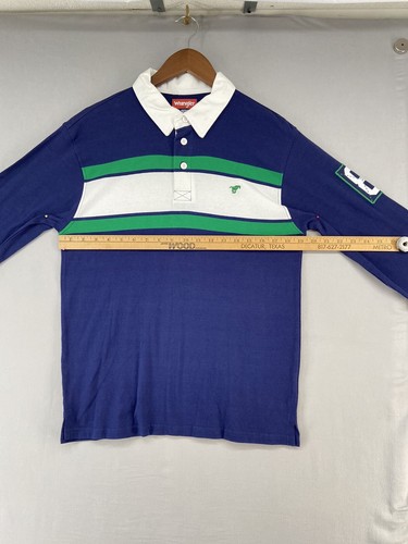 Wrangler Polo YOUTH BOYS XXL (18)Long Sleeve Navy Green White Horse Logo Western - Picture 8 of 11