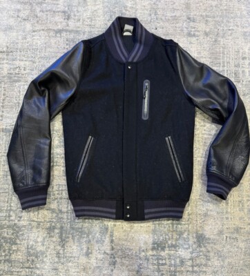 Nike Destroyer Varsity Jacket SMALL Black NSW 507680-011 Leather